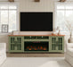 97" Fireplace TV Stand Console For TVs Up To 100" - Sage Green And Fruitwood Finish Home Essentials