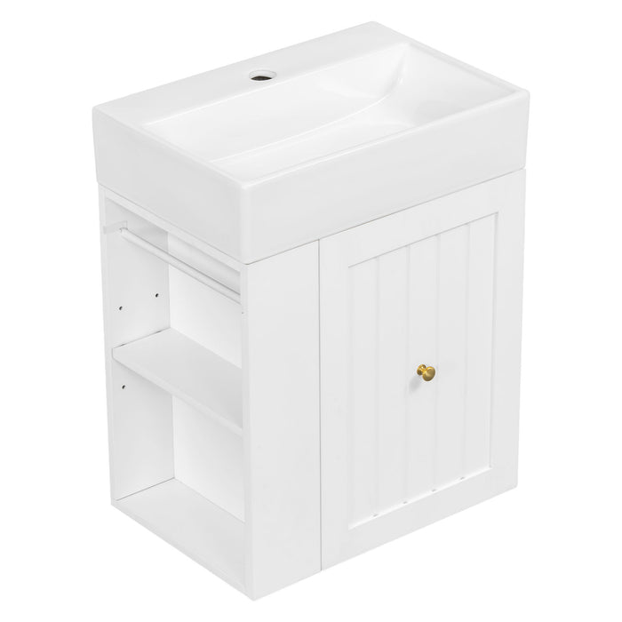 Modern Bathroom Vanity With Sink, Storage Cabinet, Drawer & Side Shelf Hearth and Haven