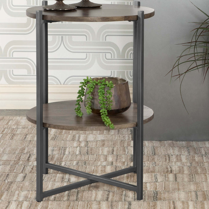 Accent Table With X-Frame And Bottom Shelf - Brown Furniture Max