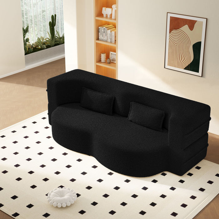 Modern Floor Sofa With 2 Pillows, Twin Size For Living Room Home Essentials