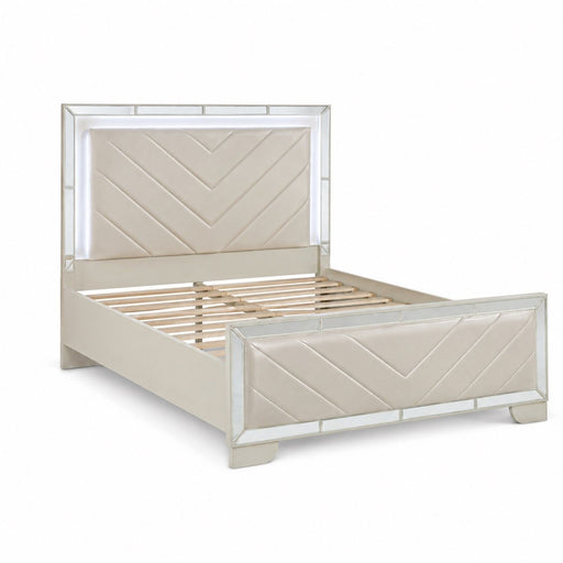 3 Piece Bedroom Contemporary Set, Bed With LED Lights And 2 Nightstands Home Essentials