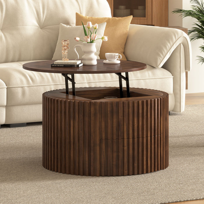 Round Lift Top Coffee Table With Hidden Storage For Living Room Hearth and Haven