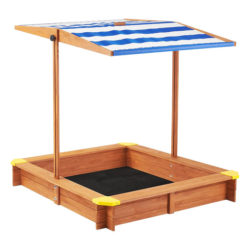 Kids Sandbox With Cover, Sand Box With Adjustable Canopy, Large Outdoor Cedar Sandpit For Backyard Play - Reddish Brown Daily Nest