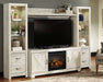 Bellaby - Entertainment Center - TV Stand With Faux Firebrick Fireplace Insert - Whitewash Signature Design by Ashley®