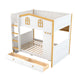 Bunk Bed With House Shaped Guardrails, Storage Shelves, And Trundle Dreamland