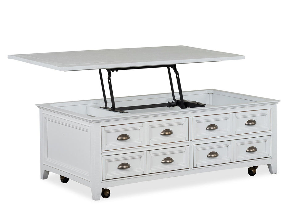 Heron Cove - Lift Top Storage Cocktail Table With Casters - Chalk White Magnussen Furniture
