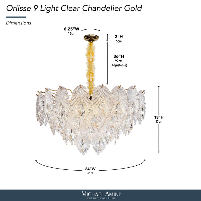 Michael Amini Lighting - Orlisse 9-Light Acrylic Chandelier - Gold Michael Amini