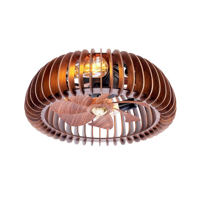 Semicircle Flush Mount Fan Light, (No Included Bulbs) And Remote Control, 6 Speeds, Quiet DC Motor For Living Room - Wood Daily Nest