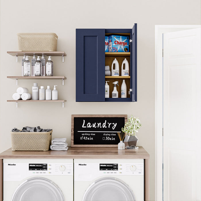 Shaker Wall Cabinet With Soft Close Hinges, Adjustable Shelves, Double Door Home Essentials