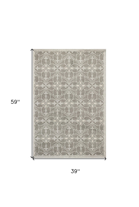 3' X 5' Moroccan Indoor / Outdoor Area Rug - Gray