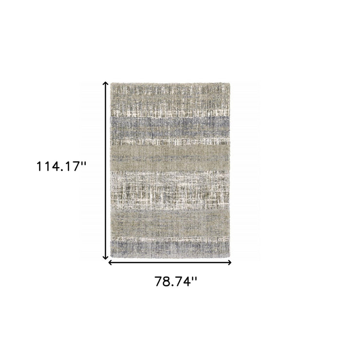 7' x 9' Abstract Lines Area Rug - Gray And Ivory