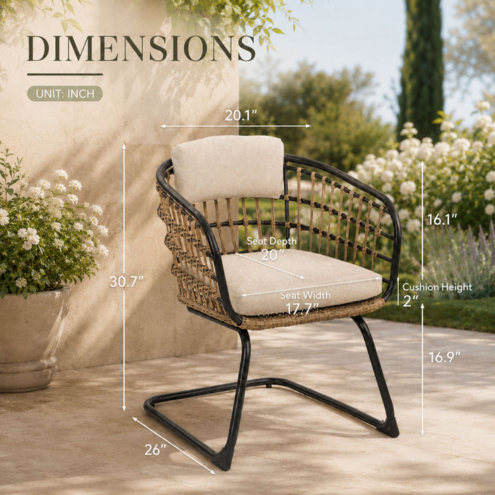 Patio Dining Chairs For Garden (Set of 2) - Beige Home Essentials