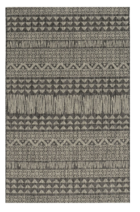 3' X 4' Machine Woven UV Treated Tribal Indoor / Outdoor Accent Rug - Charcoal