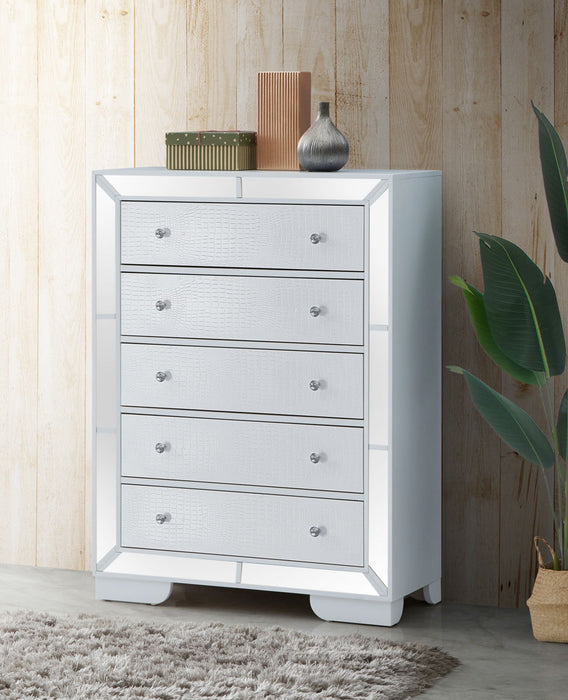 Glory Furniture - Glory Furniture Hollywood Hills Nightstand, Silver Champagne - White Particle Board