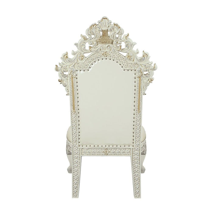 Adara - Side Chair (Set of 2) - Pearl White Synthetic Leather & Antique White ACME