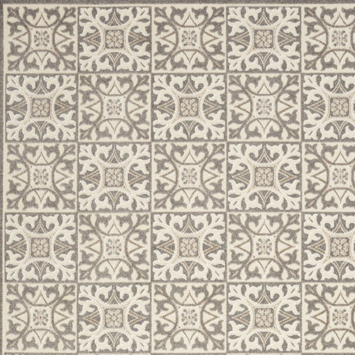 7' X 10' Fleur De Lis Stain Resistant Non Skid Area Rug - Ivory / Gray