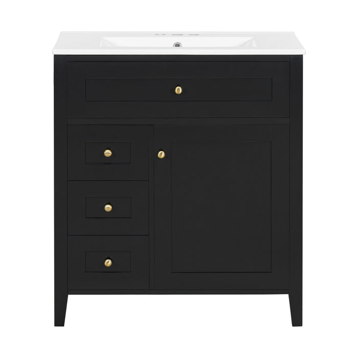 Bathroom Vanity With Sink, 3 Drawers And Adjustable Shelf, Freestanding Storage Unit Hearth and Haven
