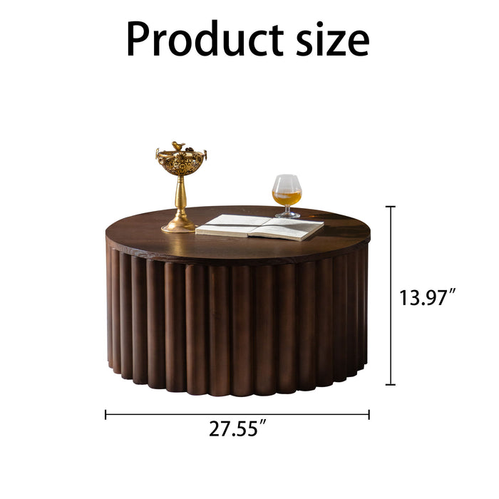 Round Coffee Table With Lift Mechanism For Living Room - Walnut Home Essentials