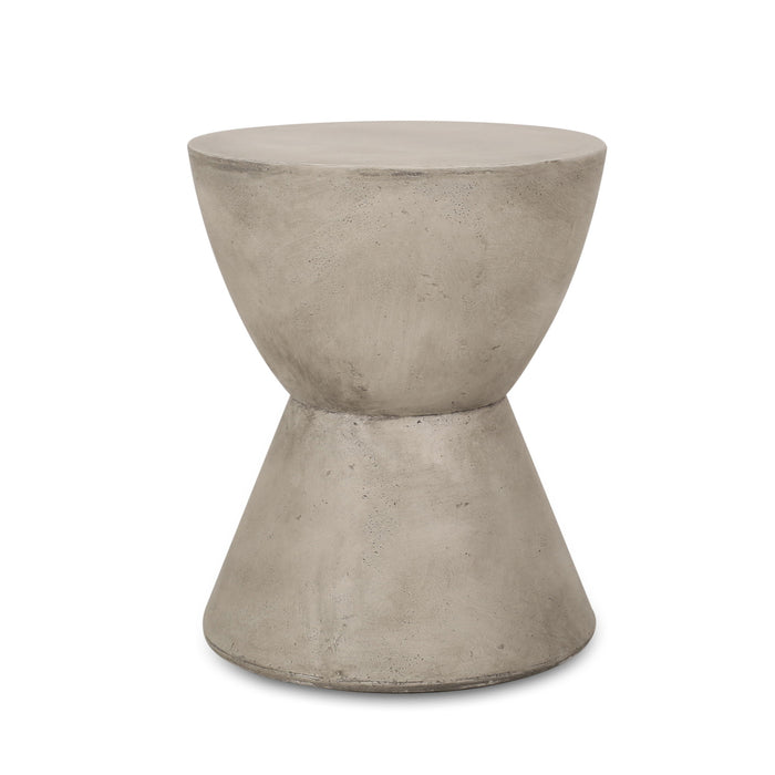 Outdoor Hourglass Shaped Side Table - Light Gray Noble House