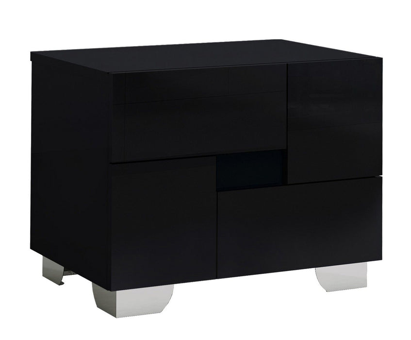 Two Drawers Metal Mirrored Nightstand - Black