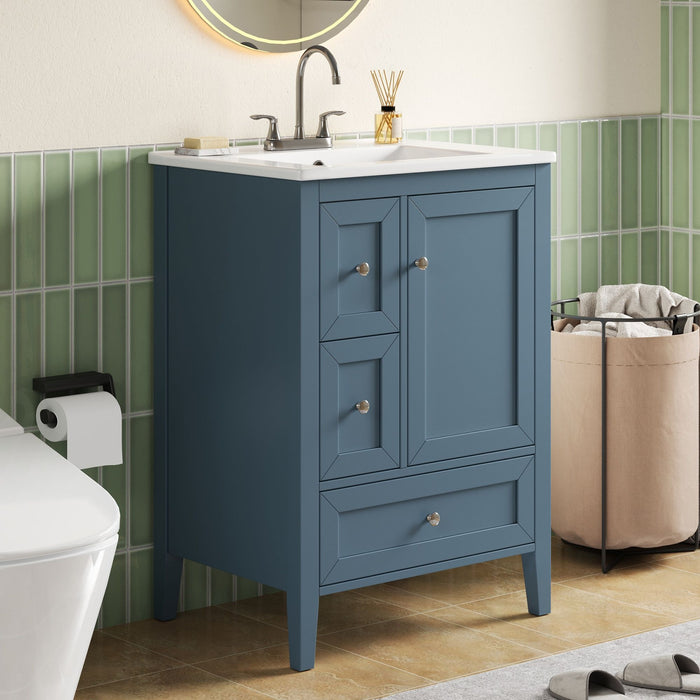 Modern Bathroom Vanity With Sink, Soft Close Drawers & Door, Storage Rack Noble House