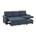 Blend Upholstered Sleeper Sofa With Reversible Chaise And Tufted Back - Dark Blue Home Essentials