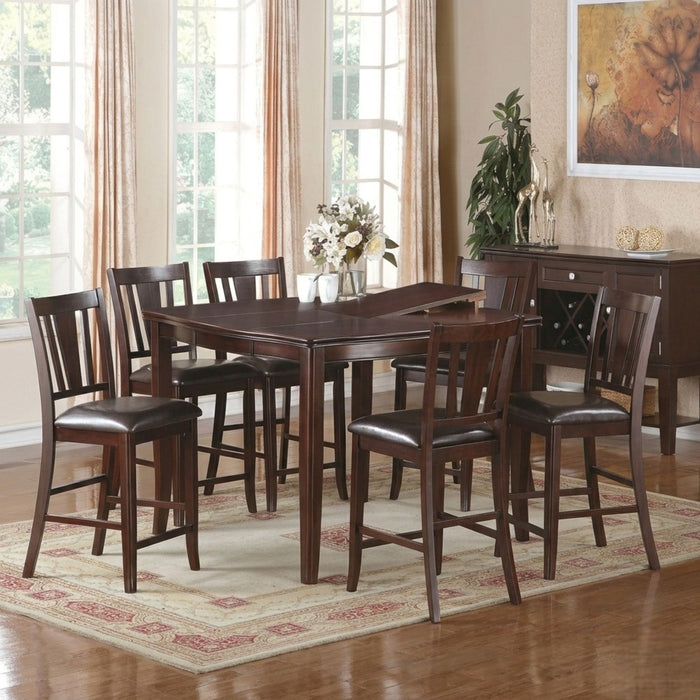 7 Piece Counter Height Dining Set With Butterfly Leaf Table And Chairs - Brown / Espresso Home Essentials