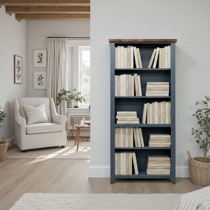 5 Shelf Bookcase - Blue Denim / Whiskey Home Essentials