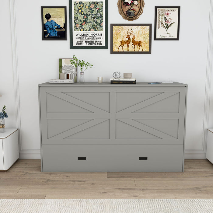 Full Murphy Bed With Storage Drawers, Charging Station, Foldable Panels, And Silent Swivel Wheels Home Essentials