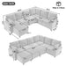 U-Shaped Sectional Sofa Bed With Storage, Charging Ports, And Cup Holders - Brown Hearth and Haven