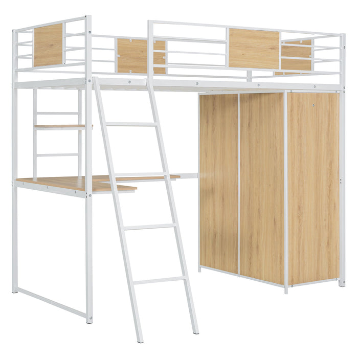 Loft Bed With L Shape Desk And Wardrobe Halcyon Home