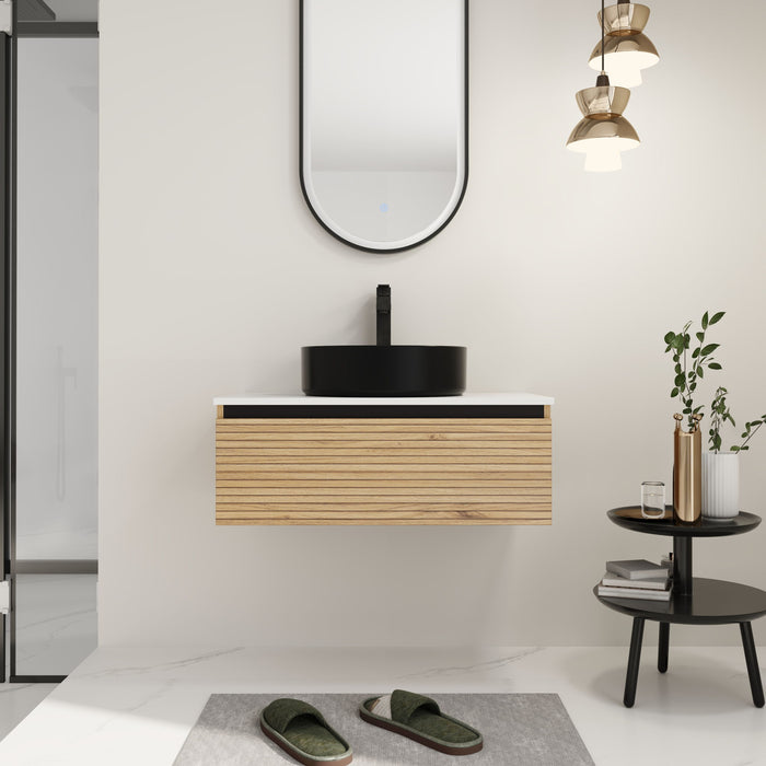 Wall Mounted Bathroom Vanity With Art Sink & 1 Soft Close Drawer Home Essentials