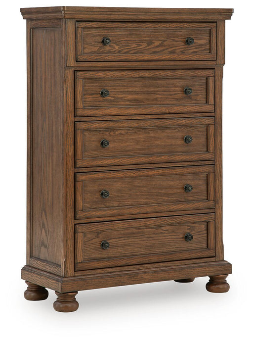 Zackaryn - Five Drawer Chest - Warm Brown Signature Design by Ashley®