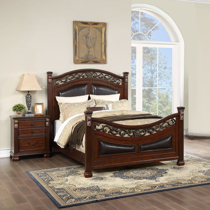 3 Piece Bedroom Set, Traditional Bed With 2 Nightstands Home Essentials