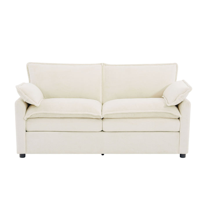 Modern Loveseat Sofa, Upholstered Couch With Side Storage Pockets Hearth and Haven
