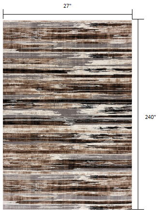 20' x 2.3' Striped Dhurrie Runner Rug - Beige
