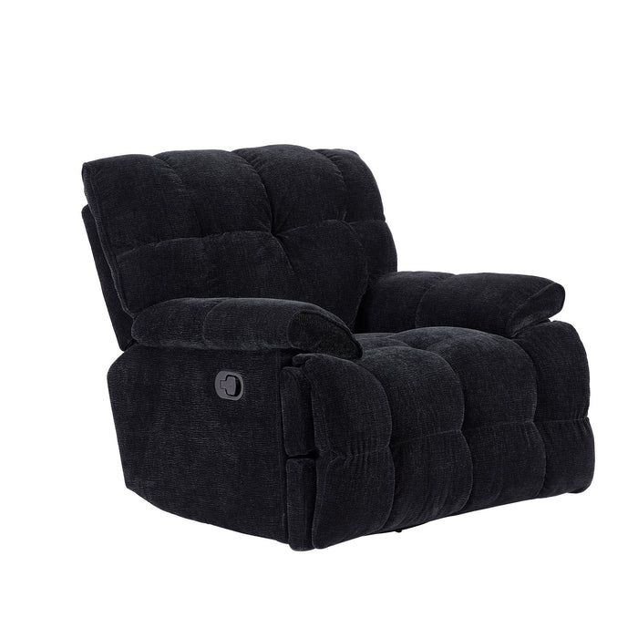 360 Degree Swivel Fabric Single Sofa Heavy Duty Reclining Chair For Living Room, Black