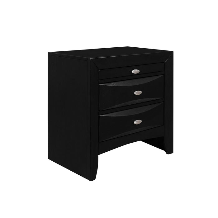 Nightstand With 2 Chambered Drawer - Black