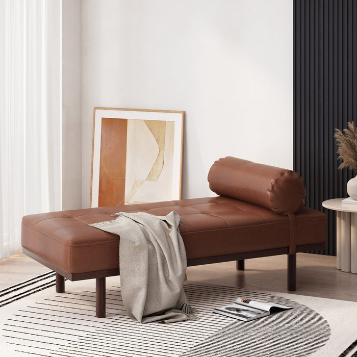 Chaise Lounge - Light Brown - PU Leather
