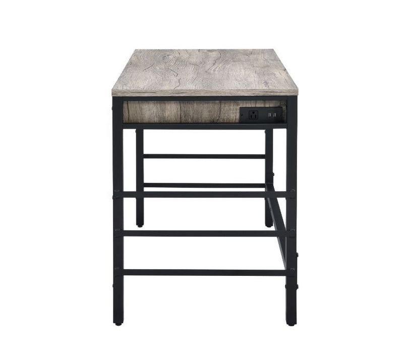 Disho - Writing Desk With USB - Light Weathered Oak & Black ACME