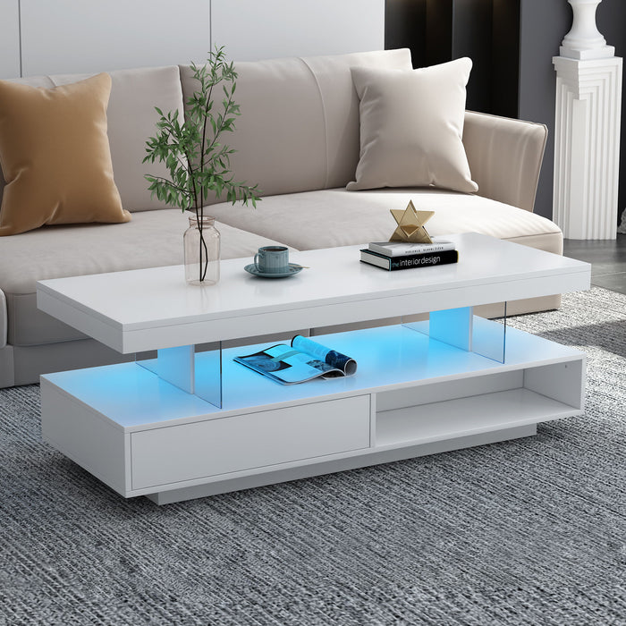 LED Coffee Table With 2 Drawers And Display Shelves Hearth and Haven