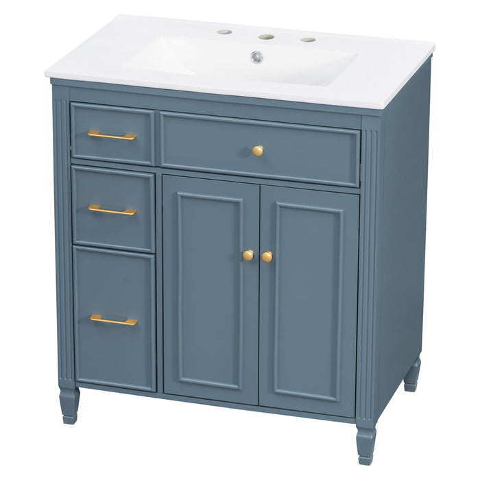 Freestanding Bathroom Vanity With Sink, Soft Close Door, Tip Out Drawer Noble House