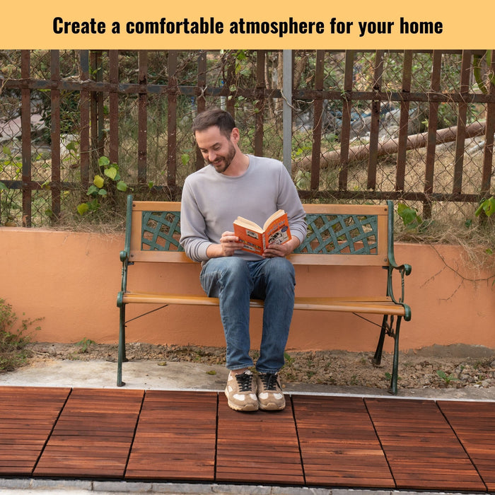 Interlocking Deck Tiles Striped Pattern, Waterproof Anti Mildew Brown Daily Nest