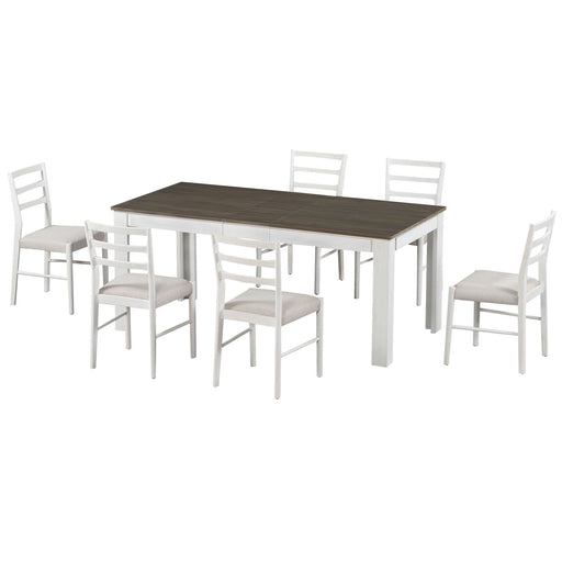 7 Piece Dining Set With Extendable Table, 2 Drawers & 6 Upholstered Chairs Hearth and Haven