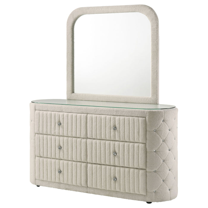 Santiago - 6 Drawer Dresser With Mirror - Ivory Furniture Max