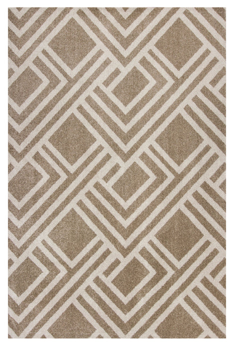 7' X 10' Machine Woven UV Treated Geometric Indoor / Outdoor Area Rug - Beige