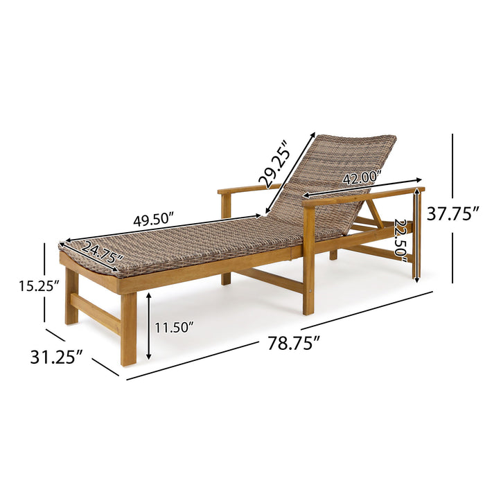 Hampton - Outdoor Chaise Lounge With Adjustable Backrest - Natural