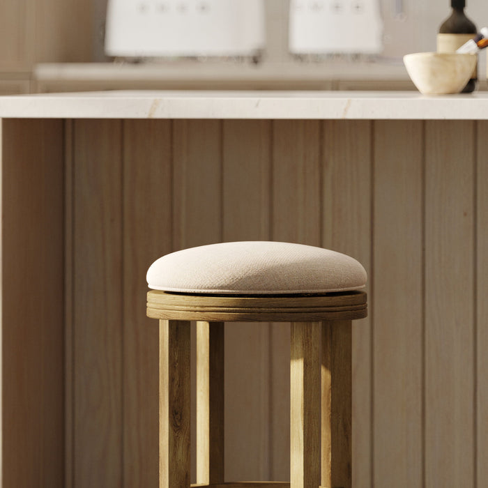 Backless Swivel Stool With Upholstered Seat Home Essentials