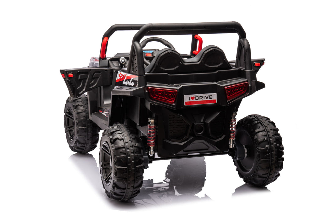 12V7A*2 30W*4 Four-Wheel Drive Seat One Button Start, Forward And Backward, High And Low Speed, Music, Front Light, Power Display, Two Doors Can Open, 2.4G R / C, Seat Belt Four Wheel Absorber