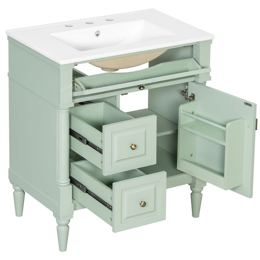 Modern Bathroom Vanity With Sink, Freestanding Cabinet With Flip Drawer & Adjustable Shelf Hearth and Haven